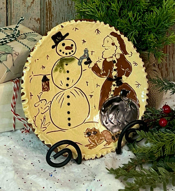 SJP-CP5 7” Santa with Snowman Sgraffito Plate