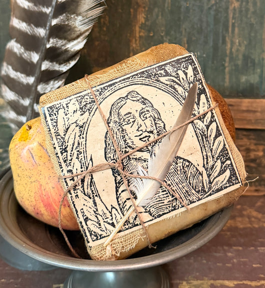 X70 Beeswax Block with Printed Image & Tiny Quill