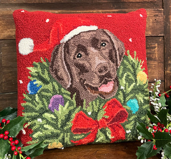 PH-143 Chocolate Lab Hooked Pillow