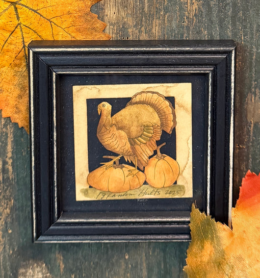 PJH-426 Turkey & Pumpkins Framed Paper Cutting
