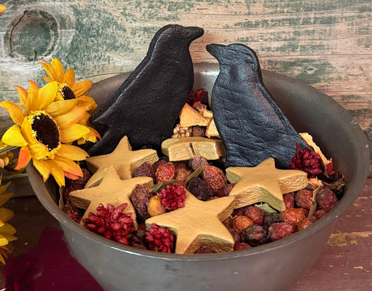 PEN-96 Hand-made Salt Dough Bowl Filler - 2 Crows & 5 Stars
