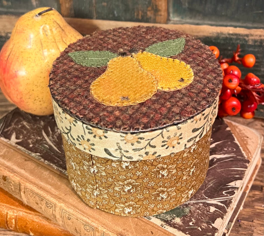 PB-66B Small Fabric Cover Box with Wool Pears Applique