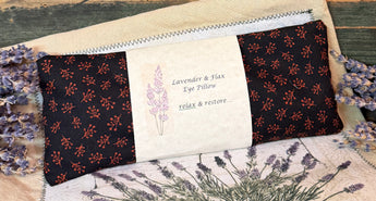 PB-672E Lavender filled Fabric Eye Pillow - Black with Orange
