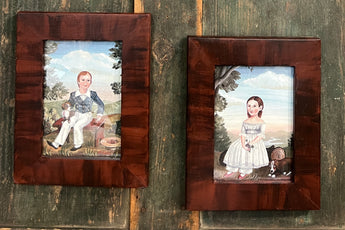 NV-829 Pair of Colonial Child Framed Prints