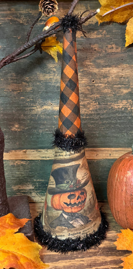PEN-197 Vintage Paper Covered Party Horn - Jack-O with Top Hat