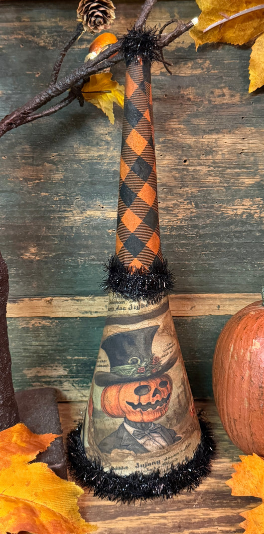 PEN-197 Vintage Paper Covered Party Horn - Jack-O with Top Hat