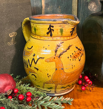 GMS-1725 Shooner Redware Pitcher with Stags