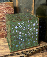 MA-GV Wood Luminary with Lights - Green Vines