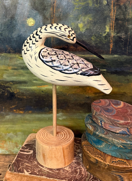 WF-08 Small White Spotted Turned Head Shore Bird