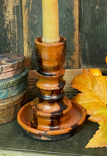 GMS-V143 Vintage Shooner Redware Candlestick
