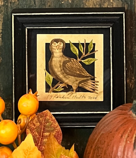 PJH-391 Owl Framed Paper Cutting