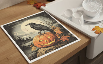 AB-03 Pumpkin & Crow Swedish Dishcloth
