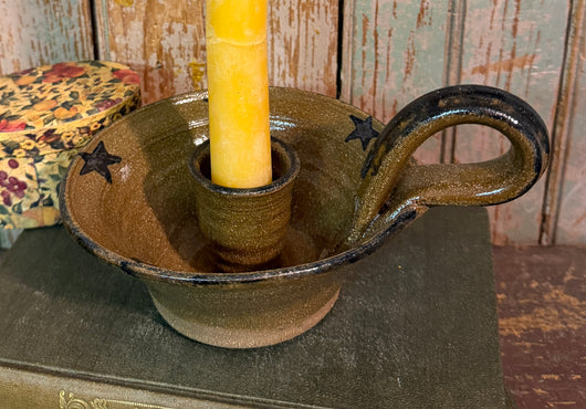 CC-2497 Pottery Candle Stick Holder - Stars