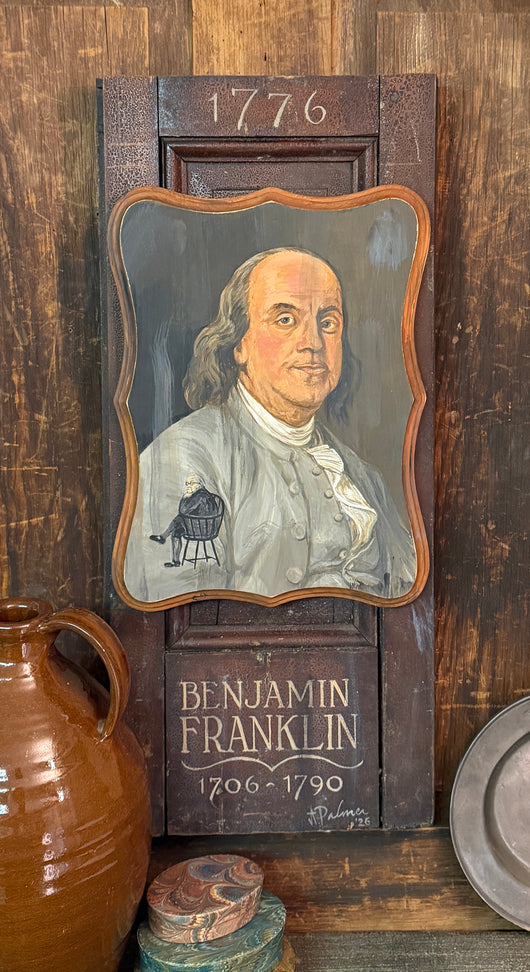 TPA-05 Hand-painted ‘Ben Franklin’ Plaque on Antique Door Panel