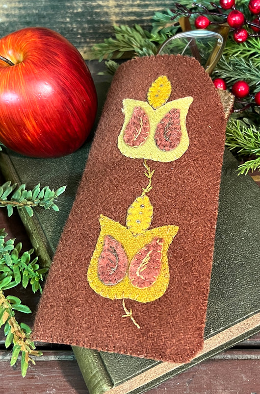 PB-423 Wool Floral Eyeglass Case - Brown