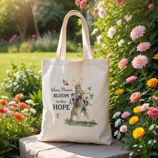 KM-TB2 Tote Bag - Bunny with Flowers