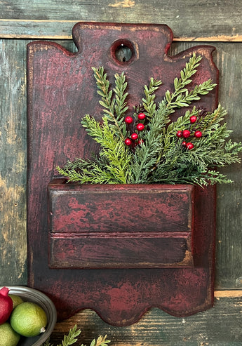 MA-23R Hanging Wood Wall Pocket - Red over Black