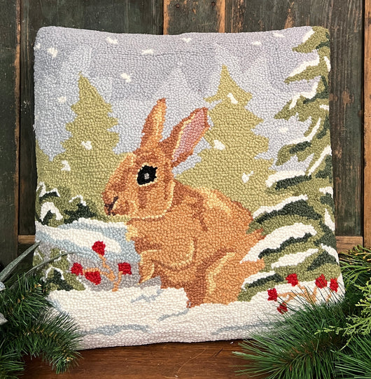 PH-142 Winter Bunny Hooked Pillow