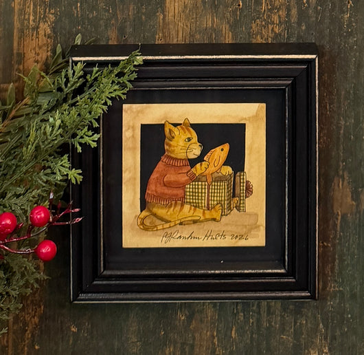 PJH-438 Cat Opening Gift Framed Paper Cutting