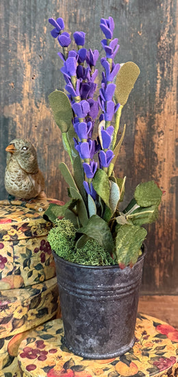 LV-MF-L Potted Real Touch Lavender in Tin Pot