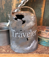 TPA-26 Hand-painted 'Crow with Necklace’ on Antique Iron Cowbell (no Clapper)