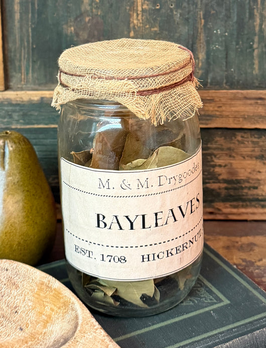 X92C Jar with Aged Cheesecloth Lid - Bay Leaves
