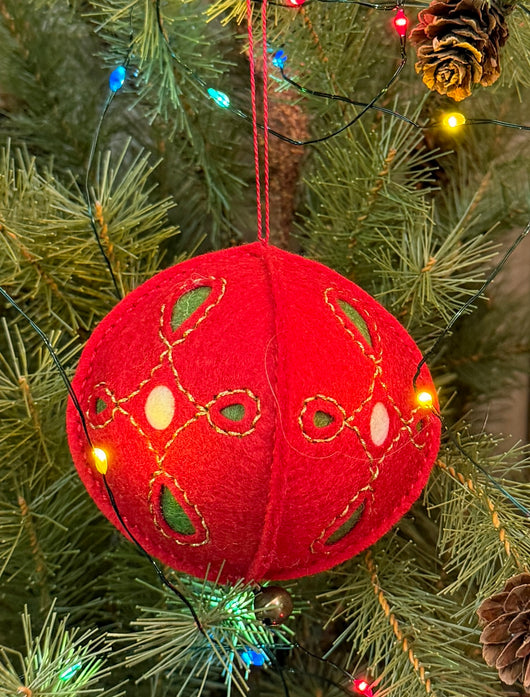 NG-227M Wool & Felt Merino Ornament - Red