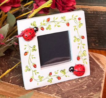 ER-2621 Hand-painted Ladybugs & Clover Frame