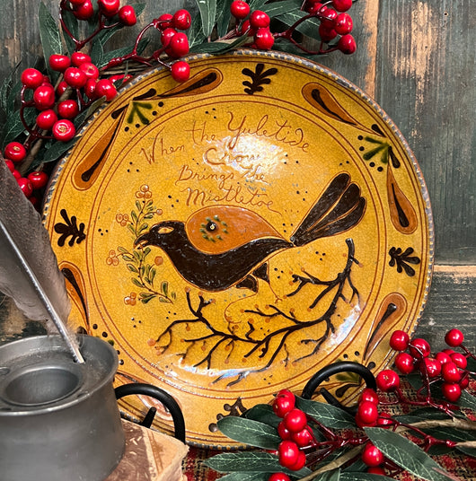 GMS-1479 Shooner Redware 'When the Yuletide Crows...' Plate