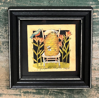 PJH-319 Beeskep in Chair Framed Paper Cutting