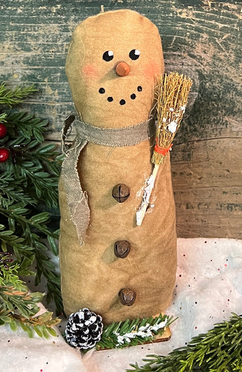 CCU-03 Fabric Snowman with Broom & Faux Green