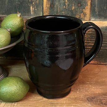 SE-208 Redware Barrel Mug with Black Glaze
