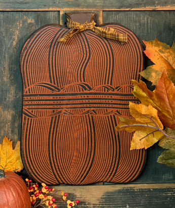 MA-15F Wood Combed Pumpkin Plaque