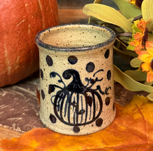 CC-2501 Mini Pottery Pumpkin with Dots Crock