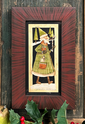 PJH-347 Santa with Candy Cane Framed Paper Cutting