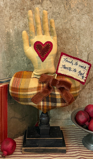 MA-76A Fabric Heart & Hand on Spindle Base