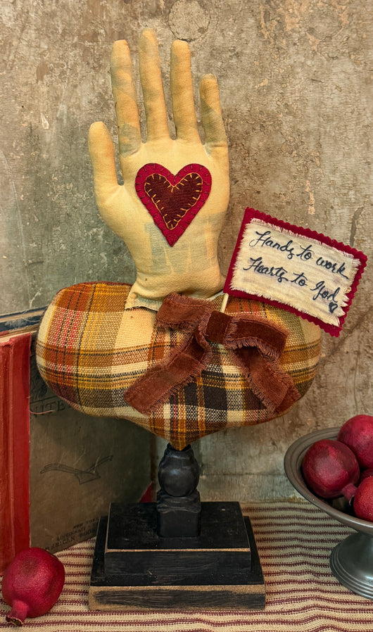 MA-76A Fabric Heart & Hand on Spindle Base