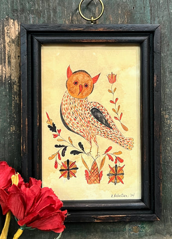 ER-2507 Framed Original Owl Painting