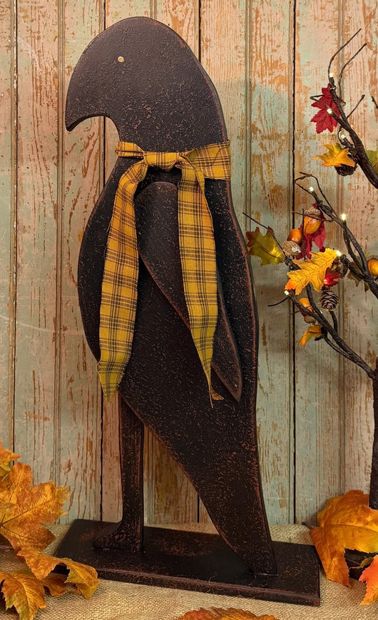 PEN-157 Wood Stand-up Autumn Crow - Facing Left