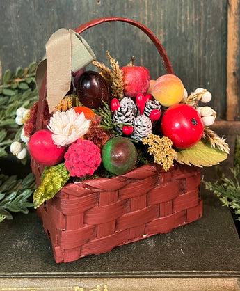 ER-2423 Small Red Basket of Vintage Fruits