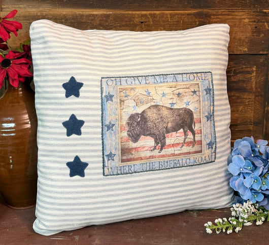 PB-680 Fabric Printed 'Oh Give Me a Home...' Buffalo Pillow