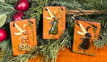 GMS-T137 Shooner Redware Angel with Branch Ornaments