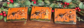 GMS-T122 Shooner Redware Santa & Donkey Ornaments