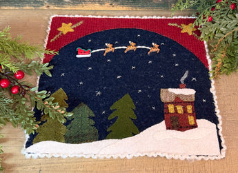 PB-741 'Night Before Christmas' Wool Mat with Appliqued Buttons