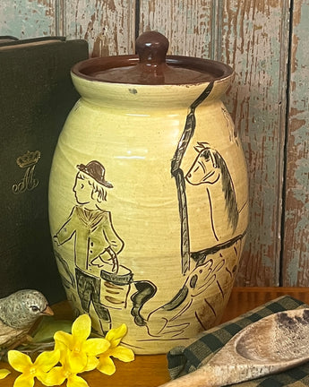 SJP-SLC-A Sgraffito Pottery Large Canister