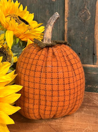 PB-107E Large Wool Pumpkin - Orange Checked