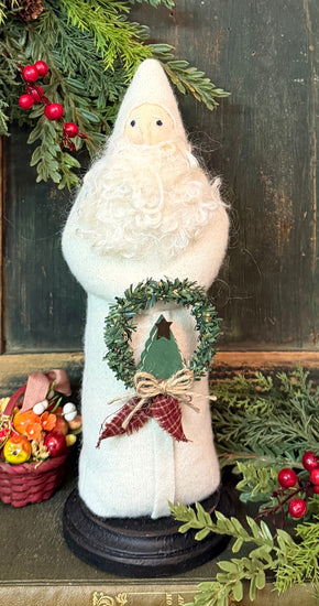 NG-243B Belsnickel in White Wool Coat with Wreath & Tree
