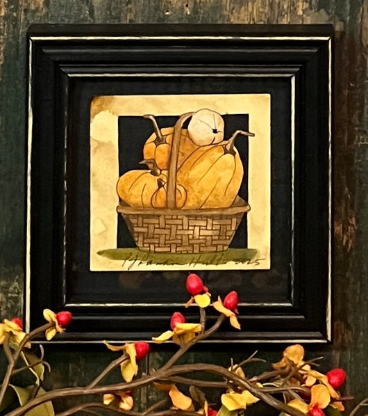 PJH-388 Basket of Pumpkins Framed Paper Cutting