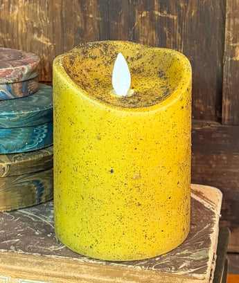 HSZ-SFC-M Small Realistic Flame Candle - Mustard - Lemon Pound Cake Scented