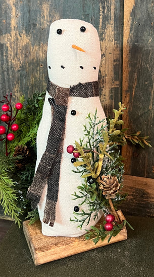 PS-03 Fabric Snowman with Faux Green